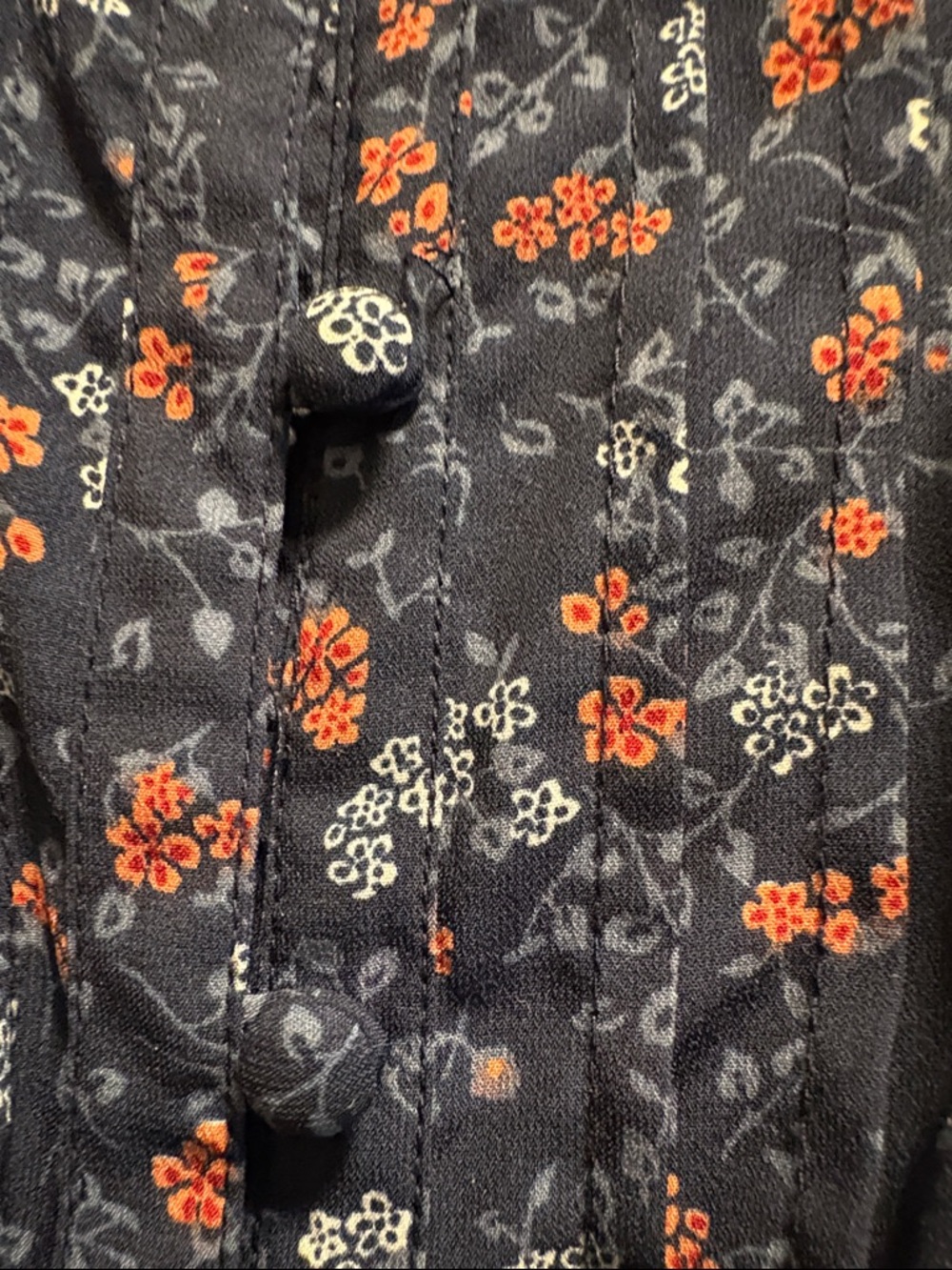 Abercrombie & Fitch Navy Floral Button-Front Sleeveless Dress - Picture 8 of 8